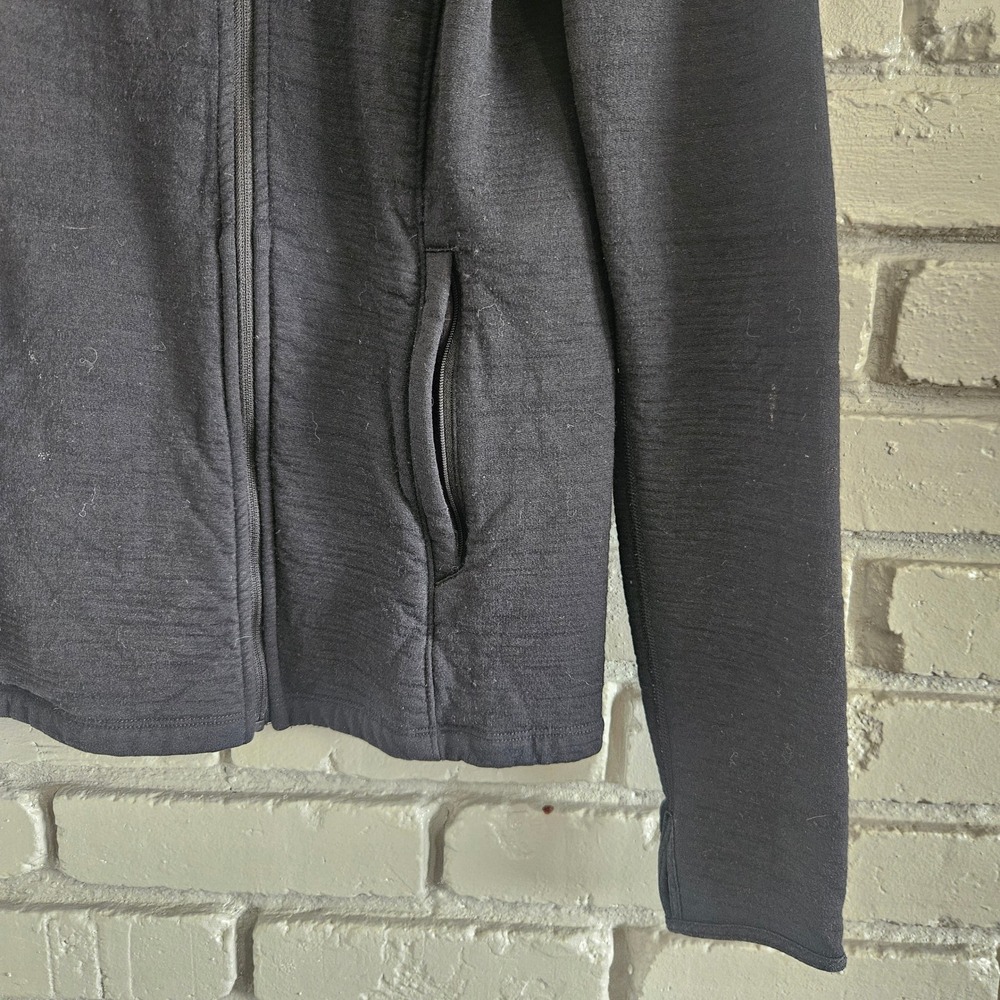 Women's Black Merino Wool Zip-Up Hoodie Jacket - Picture 3 of 12